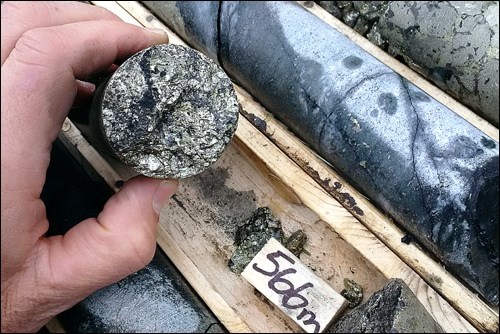 A high-grade drill core from the Talbot deposit.