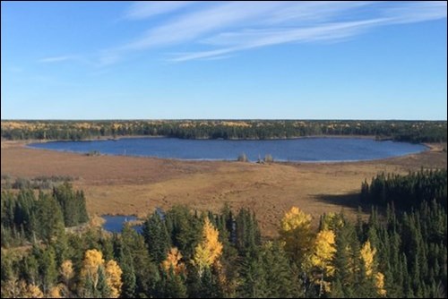 Aerial photo shows part of the Zoro Lithium Project property outside Snow Lake.