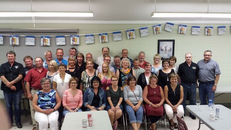 The 40-year reunion of the Canora Composite High School class of 1977 was held at the Activity Centre on July 21. From left, class members in the picture are: (back) Ken Demchuk, Adrian Fullawka, Russell Slowski, Corrie Kowalchuk, Mark Machnee, Conrad Grodzinski, David Lachowsky, Dean Zeeben, Darrell Drozd, Monica (Skurat) McIllwrick, Joanne (Zbeetnoff) Wolowchuk, Frank Kowbel, Dave Wishlow; (middle row) Terry Popoff, Bettishia (Babchishin) Trach, Lorri (Tokaruk) Dennis, Marilyn Schigol, Brenda (Gurski) Beauchesne, Laureen (Wolkowski) Dmytriw, Cathy Zyrymiak, John Yakiwchuk, Robin Ludba, Kathy Dergousoff, Ken Lapitsky, Charlene Lapitsky, Charlotte (German) Edie; and (front) Debbie (Obodiak) Wayliw, Bernadette (Kowalchuk) Shiplack, Gina (Wardle) Rakochy, Sonia (Gulutzan) Lewchuk, Janice (Klutz) Smorodin, Debbie (Sakal) Currie and Gail (Kitchen) Ehrlich. Also attending but unavailable for the photo was Lynn (Ludba) Krotenko.