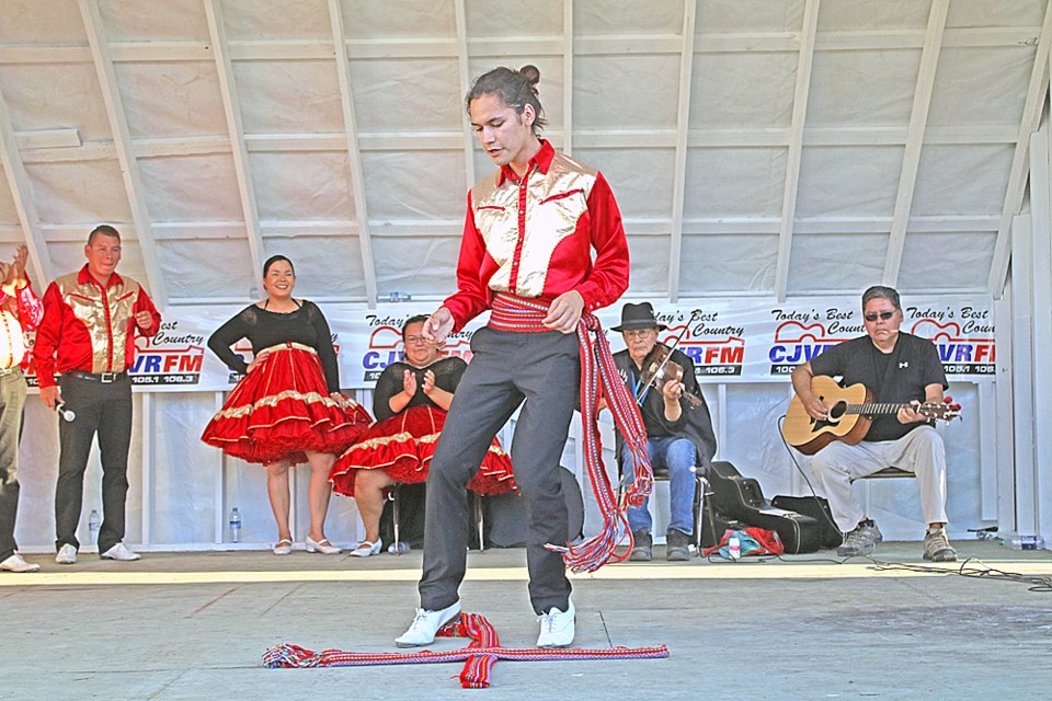 The Creeland Dancers, a Métis style square dance group from the Beardy’s & Okemasis First Nation, were one of the entertainers at Melfort 1884, a celebration of both Canada 150 and the founding of Melfort, at the Melfort Museum Aug. 26. Review Photo/Devan C. Tasa