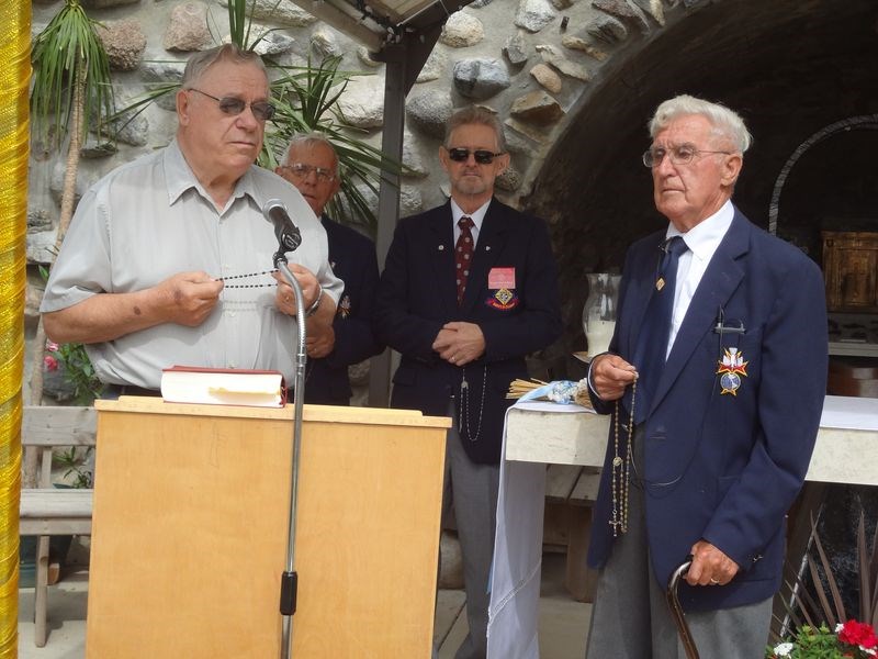 From left, Knights of Columbus Paul Kralka of Wadena, Merv Polzen of Kamsack, Ken Rolheiser of Canora and Eddie Yasinski of Rama led the rosary at the fifth Annual Mass for the Unborn at The Shrine of Our Lady of Lourdes on August 20.