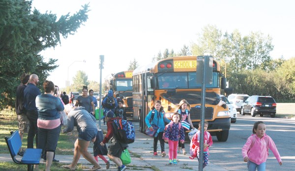 Parents dropped their kids off at Yorkdale Central School for the first day of classes on Sept. 5.