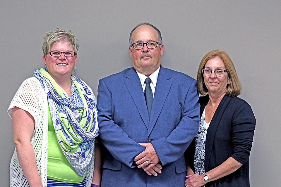 Jan Boughen, Leslie McBain and Kelly Peterson, who are three of four candidates running for Nipawin council in an byelection, answered the public's questions at an all-candidates forum hosted by the Nipawin Chamber of Commerce Sept. 6. The byelection will be held Sept. 20. Review Photo/Devan C. Tasa