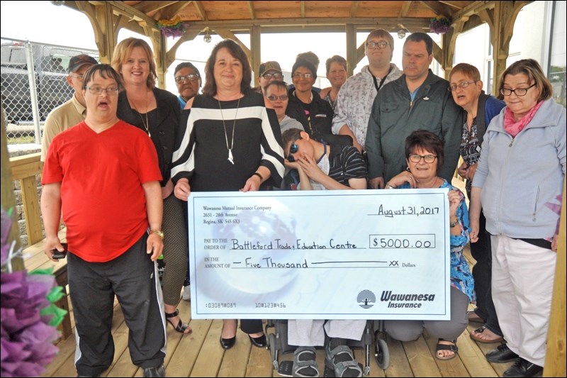 Wawanesa Insurance provided a $5,000 donation that paid for a new gazebo on the site of the new Battlefords Trade and Education Centre, Inc. building.