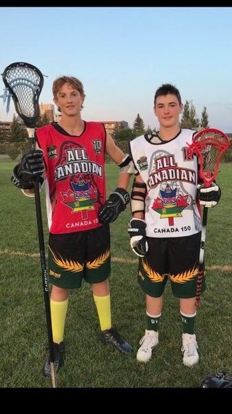 William Hauber (left) of Canora and Seth Rayner of Sturgis from the Saskatchewan U-15 were chosen to play in the all-star game at the Field Lacrosse National Championship in Saskatoon.