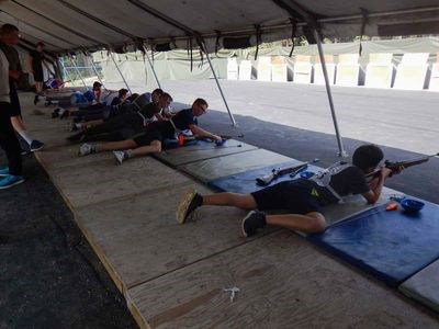 At an air rifle marksmanship instructors’ camp in Whitehorse, Yukon during the summer, F/Cpl. Juan Mesa Castenada of the Canora air cadets and other participants took part in marksmanship activities.