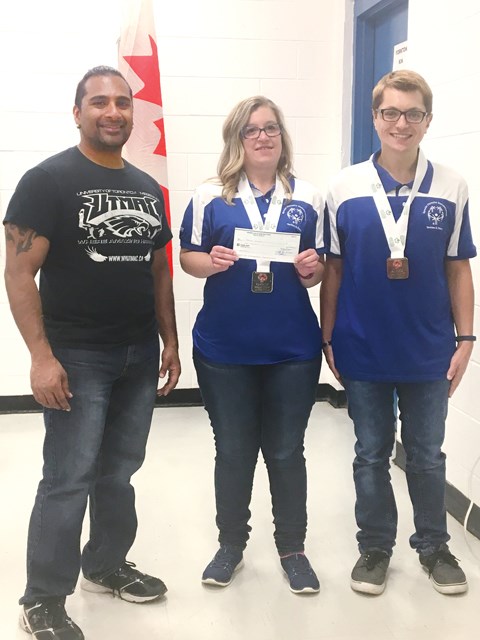 The Yorkton Kinsmen supports local athletes with a $1,000 to Special Olympics. Pictured, Kinsmen Club of Yorkton President Sunil Shah presents the cheque to two Special Olympics athletes.