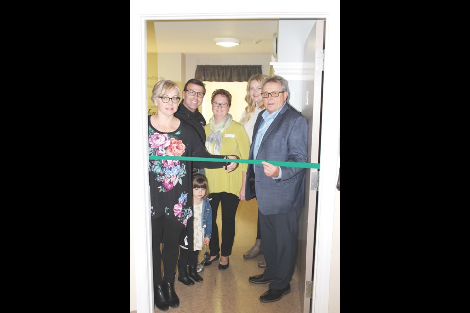 The Yorkton Hyundai Family Room was opened at Jowsey House in the city Monday. Taking part were Leone and Greg Ottenbriet with Brayden Ottenbreit Close Cuts, Diana Hornung, Health Services Manager with the Sunrise Health Region, and Kimberly Hamilton and Ron Kaban of Yorkton Hyundai.,