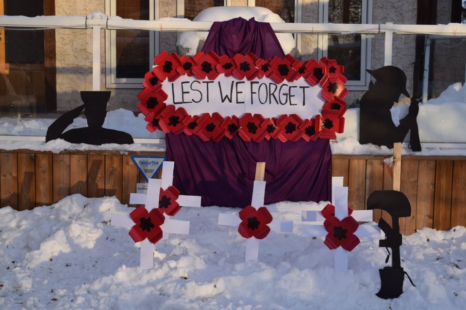 The timeless message of respect for Remembrance Day was displayed on the yard of Ian and Charlene Thomas on Main Street in Canora last week.