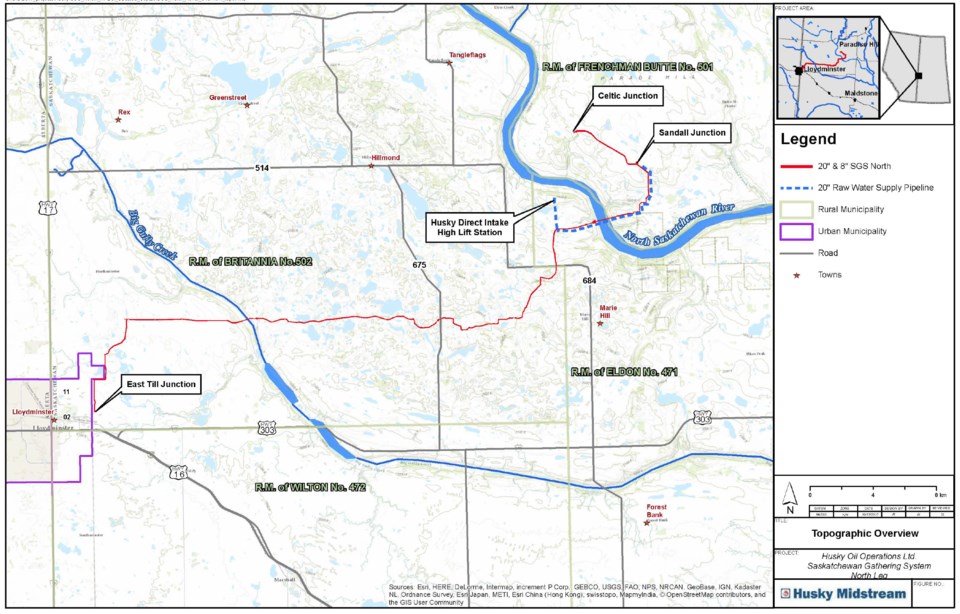 Hsuky pipeline map nw sask