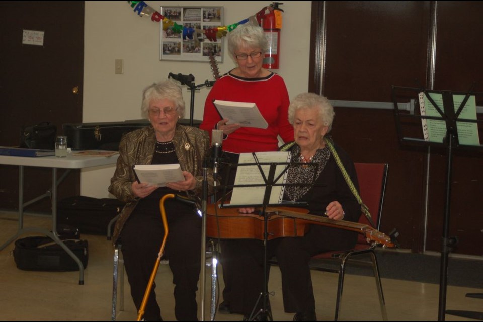 Playing Ukrainian music at the Preeceville Club 60 Christmas party on November 23 from left, were: Stella Tulik, Zita Serhan and Stella Holmes.