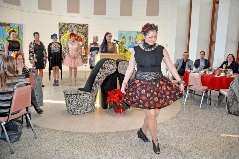 These are scenes from Holly and Heels: A Celebration of Women in Business. The event, sponsored by Business Development Bank of Canada, included a formal afternoon tea menu as well as a presentation from guest speaker Melissa Squire, a fashion designer who is originally from North Battleford.