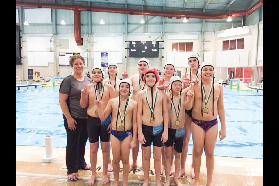 Members of the bantam boys were, back row, from left, coach Mona Hack, Ethan Elliot, Connor Piche, Tristan Threinen and Cameron Gillingham. Front row, Nathan Threinen, Logan Dalziel, Lyndon Sauder, Dierks Milford and Lucas Dzeryk. Photo submitted