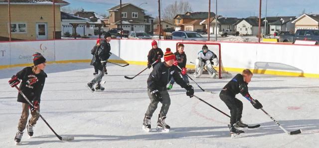 Skating on rink