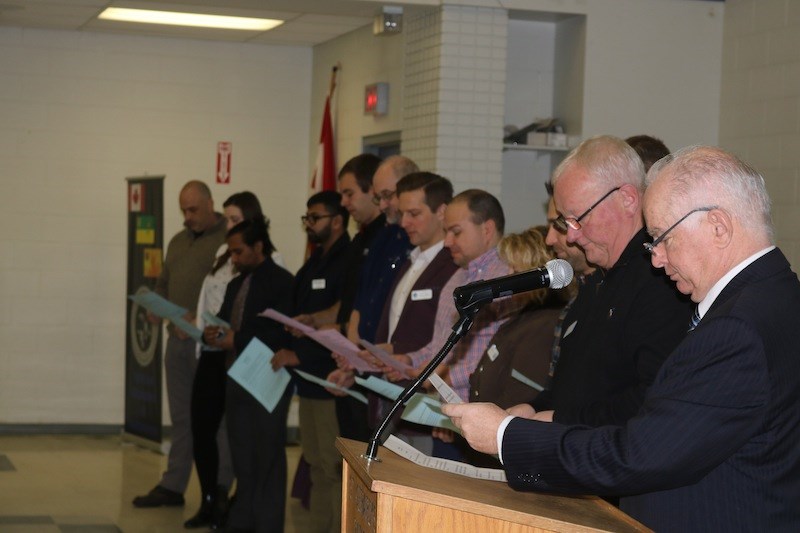 The 2018 YCC Board of Directors are sworn in at St. Gerard’s Hall on Jan. 11.