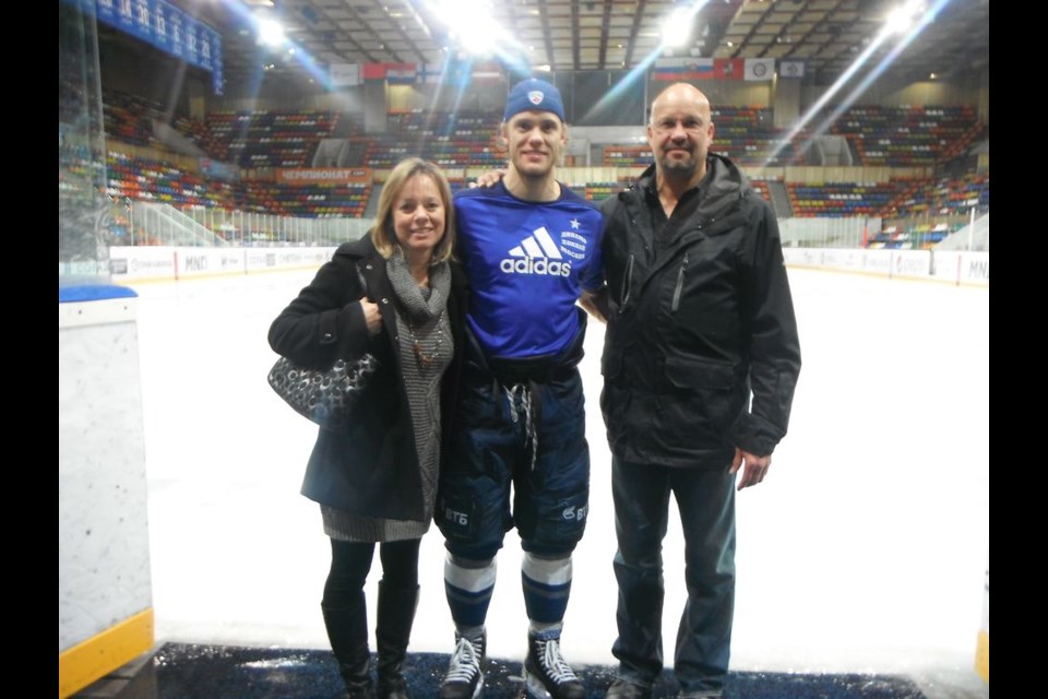 Watching a game in person is more of a challenge now that their son is playing in Russia, but Mat Robinson’s parents, Cindy and Trevor, continue to be strong supporters of their son in his hockey career.