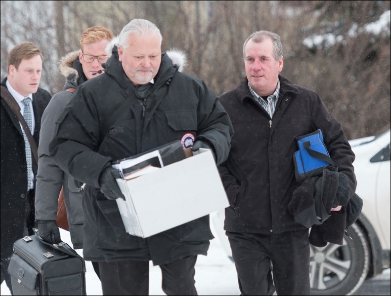 Scott Spencer and Gerald Stanley arrive at court Monday.