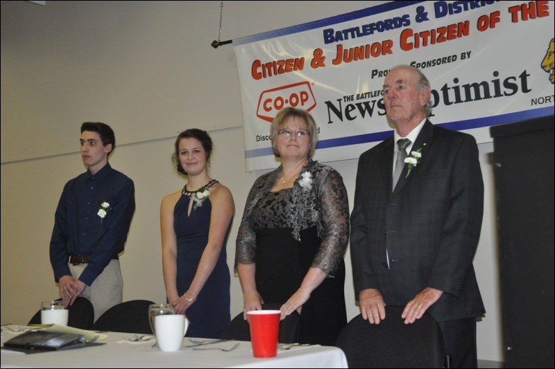 The head table: Kyle Tatton, Emily Simon, Cathy Richardson and Ken Richardson.
