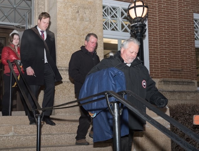 Scott Spencer, defence lawyer, and Gerald Stanley leave for the night. Tomorrow he jury will look over video of Sheldon and Gerald Stanley testimony.