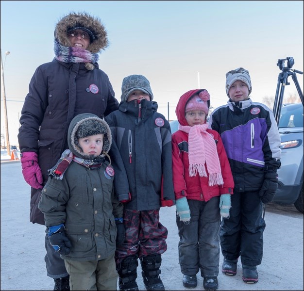 A mother who home schools four children brought them all out to support the Boushie family.
