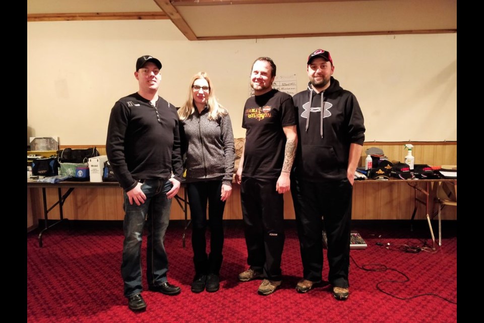 Winning the first event of the Togo mixed bonspiel held February 13 to 17, from left, were: Tyson Leis, Alison Stefuik, Trevor Shabatoski and Chris Leis.