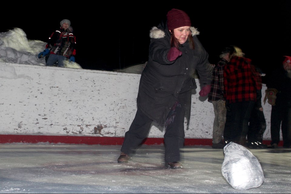 Melissa Morissette takes her shot at the Turkey Curling World Championships. - PHOTO BY ERIC WESTHAVER