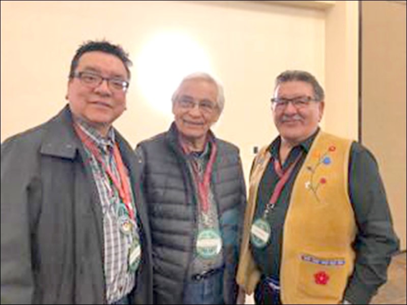 Poundmaker council man Milton Tootoosis, elder Austin Tootoosis, Métis elder Norman Fleury.