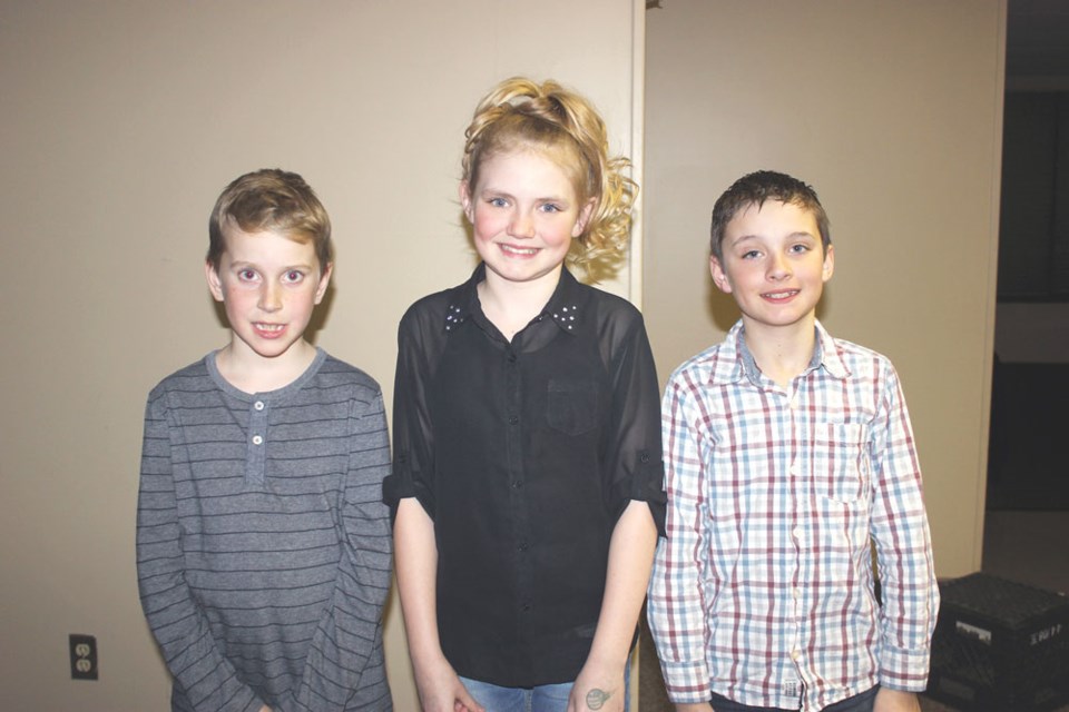 From left, Keaton Walter, Karina Hjorteland and Slade Erdman were this year's 4-H speakers at the Estevan Farmers' Appreciation Evening.