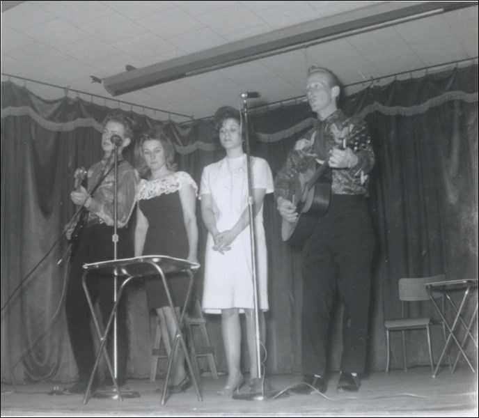 The Risling Brothers’ own show on the road, left to right, Gil Risling, Dorothy Risling, Viola Stabler and Bill Risling, circa 1966.