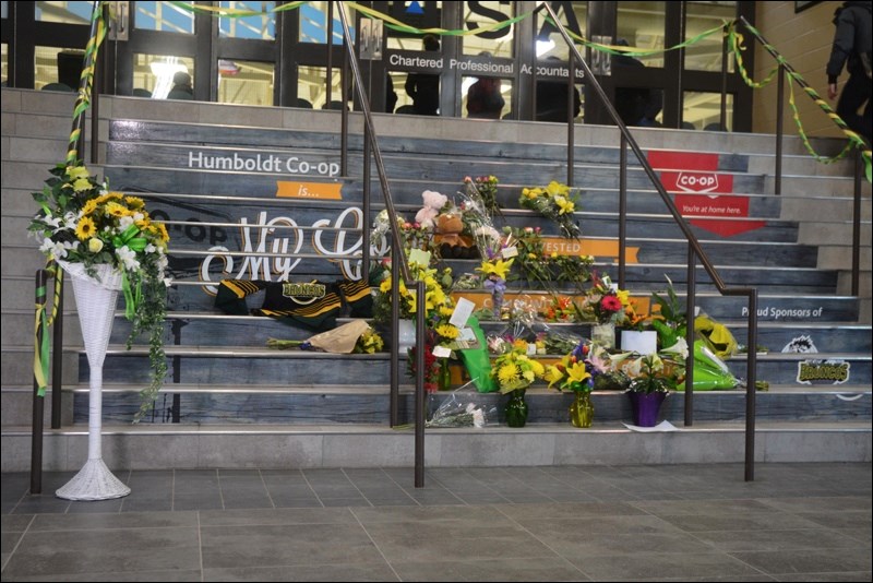 In Humboldt, flowers left in tribute.