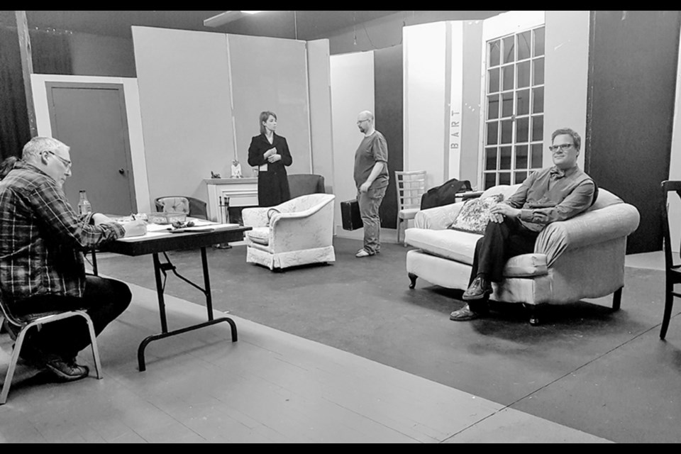 At The Theatre — The MouseTrap by Agatha Christie rehearsals are underway by Battlefords Community Players. The production features Bernie Cardin as director and actors Clint Barrett, James Jones and Holly Briant. The show runs May 1, 3, 4 and is the final show of the season. Tickets are still available. Photos submitted
