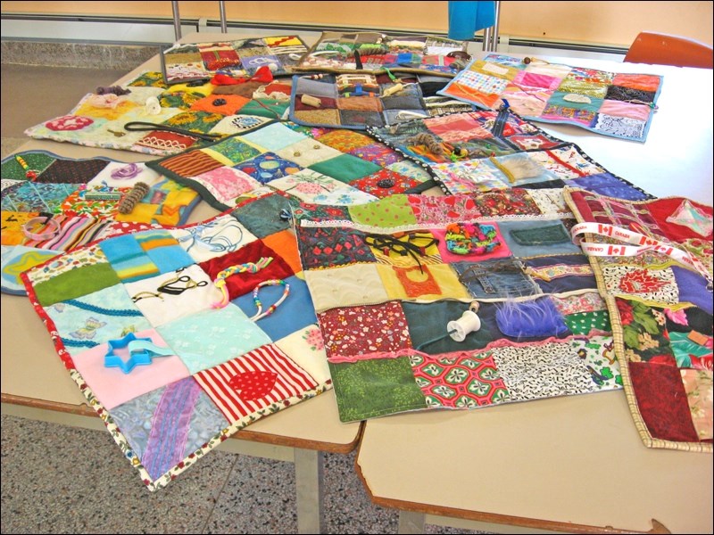 Among the projects displayed at the Rivers’ Edge Quilt Guild’s most recent show and tell were fidget quilts which have features that may relieve anxiety in some of those who suffer from dementia. Photos submitted