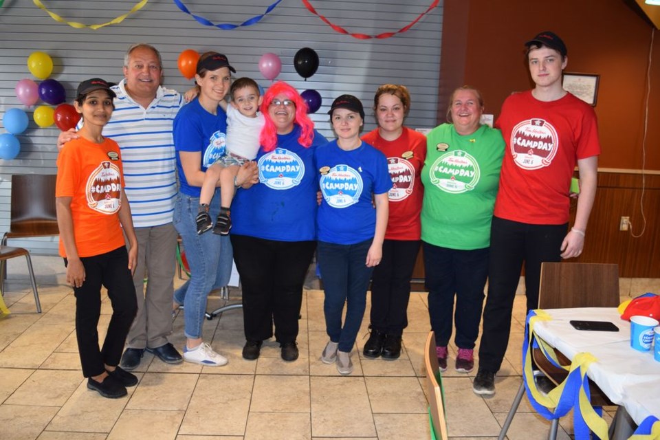 Terry Dennis, Canora-Pelly MLA, joined the staff at Tim Hortons in Canora to raise money for Tim Hortons Camp Day on June 6. From left, are: Nilamben Jiyani, Dennis, Vikoriia Chamara holding Aleksander Hamzaj, Melanie Hill (supervisor), Hilda Malaj (Aleksander’s mother), Desiree Jennings, Liz Stefaniszyn (manager) and Gabe Howell.