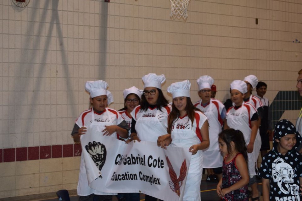 The group of chef students from Chief Gabriel Cote Education Complex (CGCEC) did a march around the gymnasium on May 29 after having won the first-ever Indigenous Chef Competition on May 26.