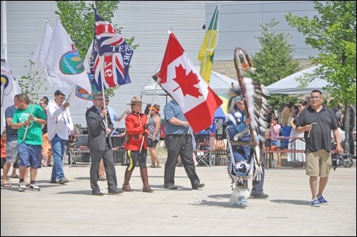 The Dekker Centre and at Rotary Plaza were the sites for North Battleford Urban Treaty Day Wednesday, hosted by Battlefords Agency Tribal Chiefs. A major highlight was the grand entry at 1 p.m. led by mayors Ryan Bater and Ames Leslie and area chiefs, followed by dance demonstrations from world champion powwow dancers.