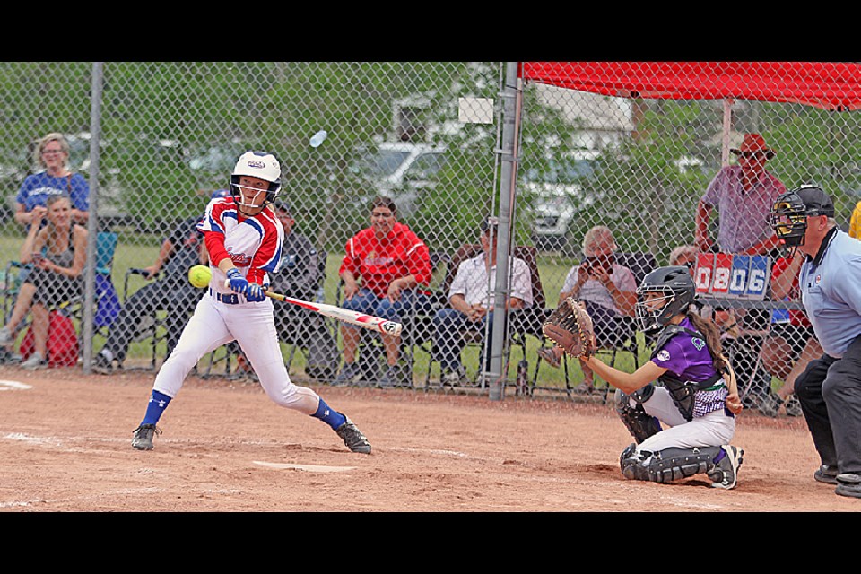 The Tisdale U16 Riverdogs and the Melfort Spirit competed at a tournament organized by the Riverdogs June 23 and 24 at the Fairgrounds Ball Diamonds. Photo by Devan C. Tasa