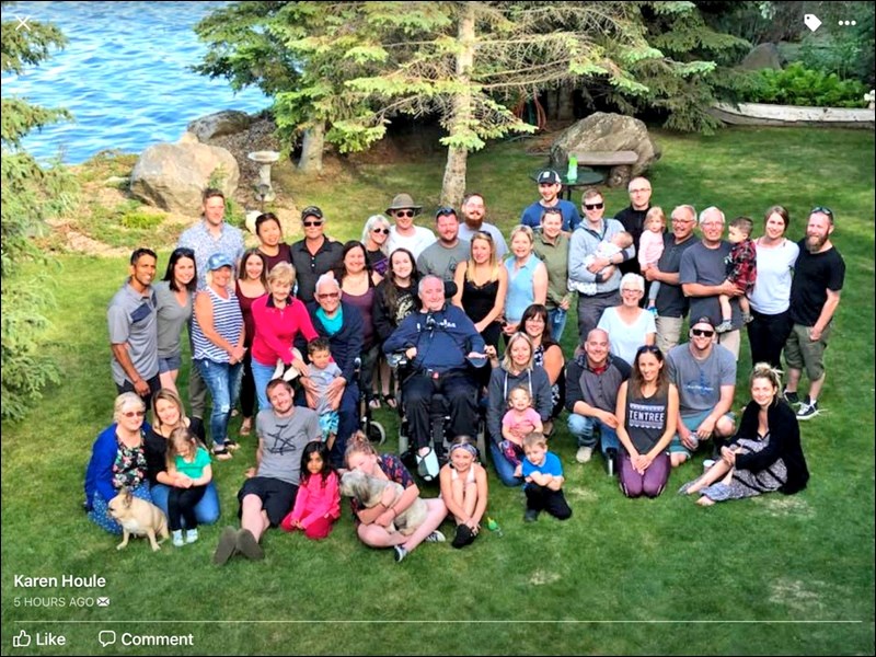 The Houle family, formerly of Spiritwood, gathered at Big Shell Lake June 16 and 17 to help Guy and Yolande Houle celebrate their 65th wedding anniversary. Photo submitted by Lorna Pearson