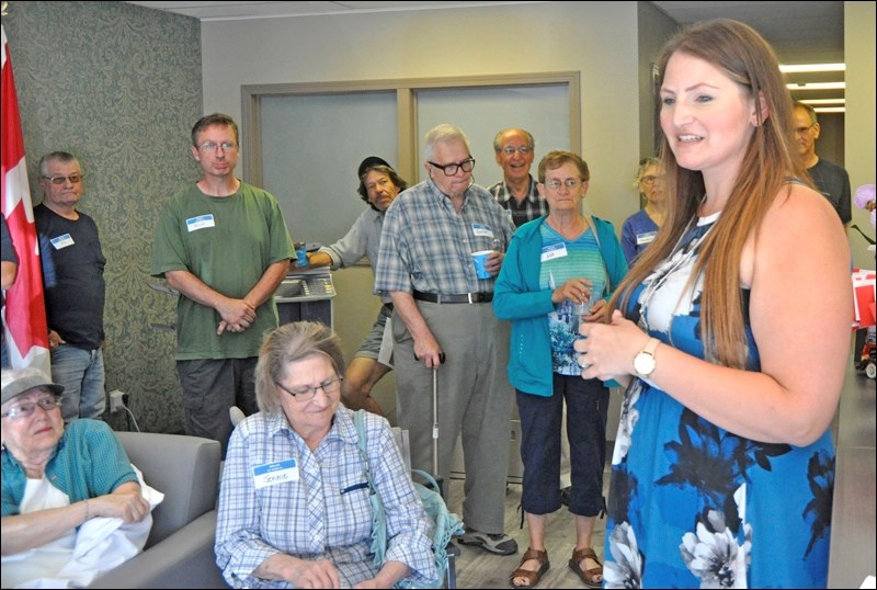 Rosemarie Falk meets the constituents at an open house in North Battleford on Tuesday afternoon. Photos by John Cairns