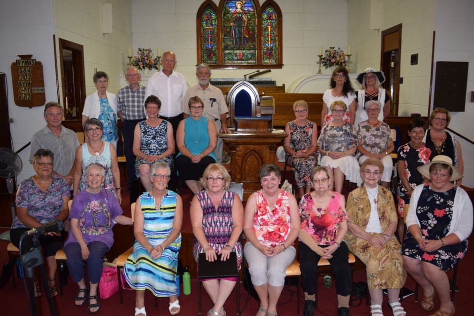 The Kamsack Community Choir held their annual spring concert at the Westminster United Church on June 24, and members, from left, were: (back) Audrey Girling, Al Makowsky, John Adamyk, Bruno Lemire, Milena Hollett and Deb Sears; (middle) Scott Sears (emcee), Susan Bear (director) Lois Matton, Sandra Nykolaishen, Arlene Smorodin, Audrey Horkoff , Judy Stone, Deb Cottenie (pianist) and Wendy Becenko (pianist), and (front) Florence Bielecki, Melva Armstrong, Nancy Welykholowa, Kathy Galye, Barb Lang, Diane Larson, Mary Welykholowa and Dieneke Spronk.