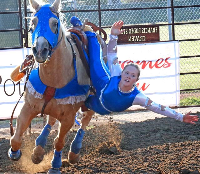 Trick rider performs