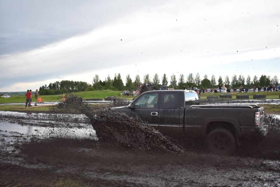 TJ (Tim) Derwores drove his 2001 GMC in the Mud Bogs competition on Canada Day.