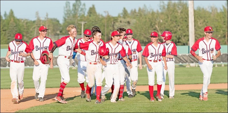 Beavers celebrate a win over the Saskatoon Braves. Photos by Averil Hall