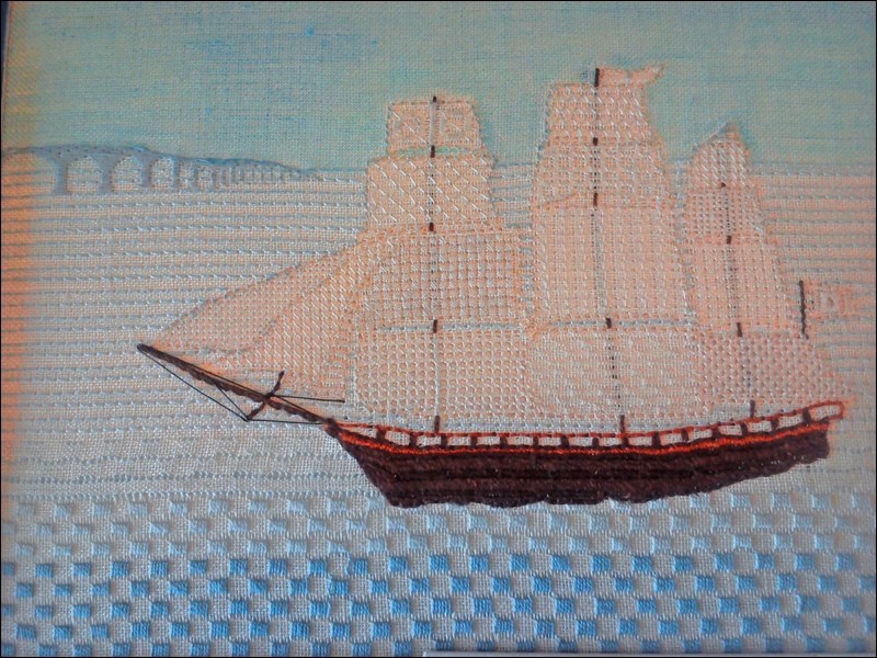 Bridging stitches was the theme of this year’s Embroidery Association of Canada seminar. Marcella Pedersen placed second in the theme category with her depiction of  the Marco Polo. Photos submitted