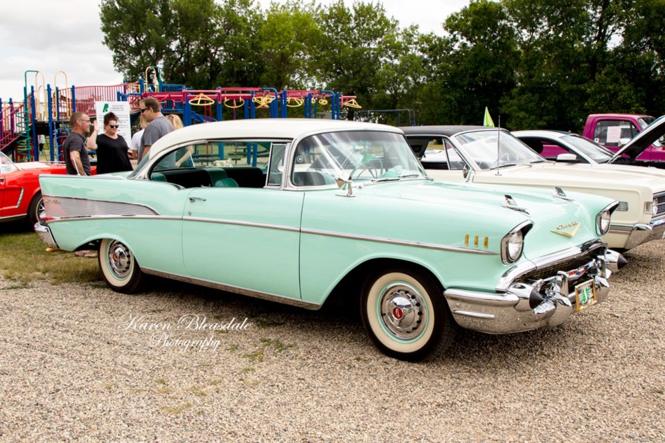 This 1957 Chevrolet Bel Air, owned by Glen Nimegeer, was named the classiest vehicle at the Midale Classy Car Show on Aug. 5. Photo by Karen Bleasdale Photography