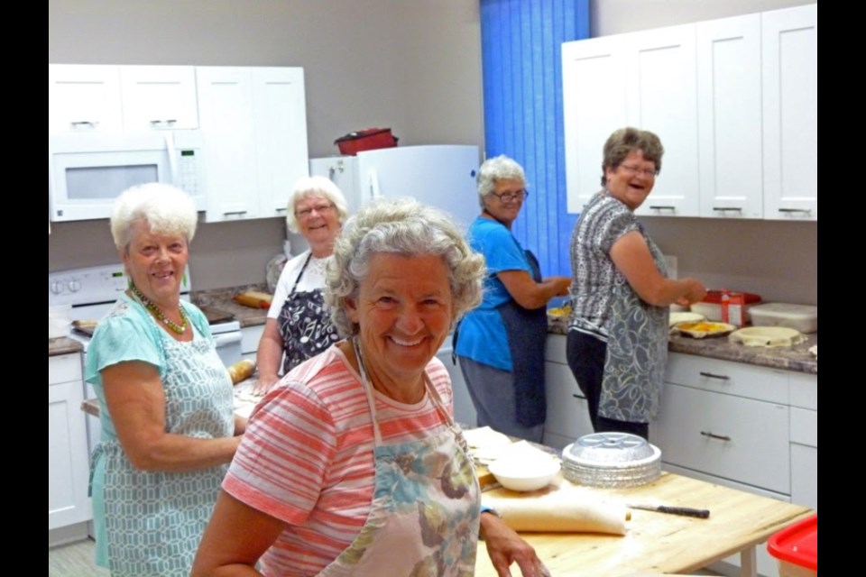 Jane Laich, (Front) and some other busy bee's having fun by the looks of it and being very productive. (L-R) Edna Benner, Linda Birnie, Wendy Brehaut, and Sandra Murray