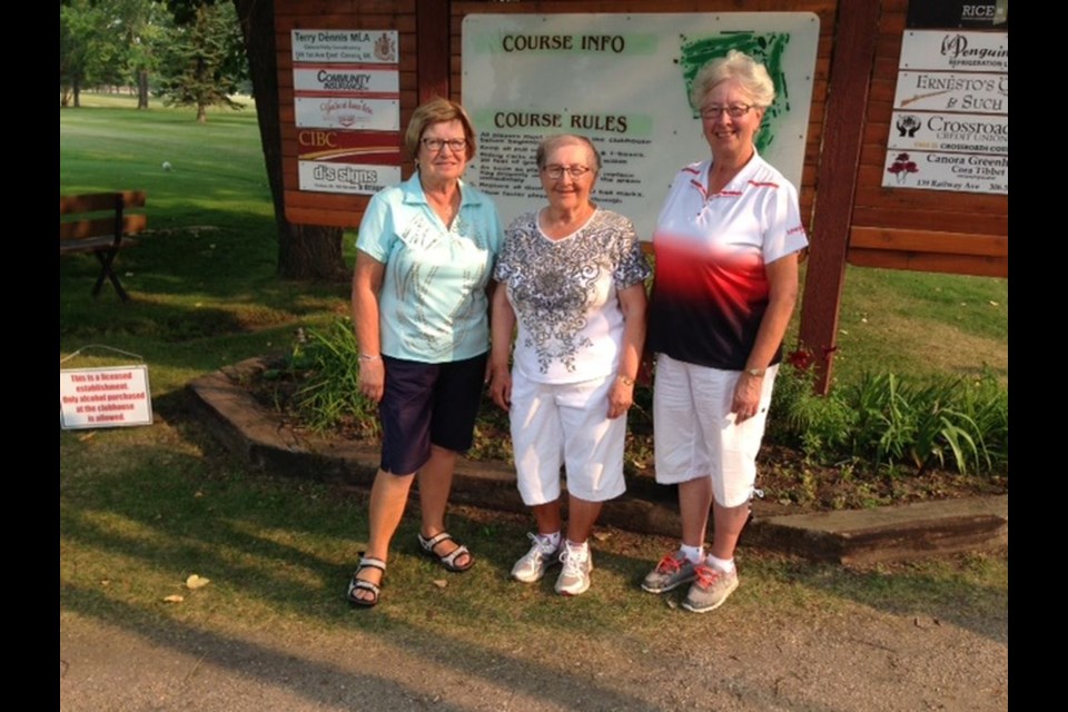 In the championship flight of stroke play, from left, Phyllis Paul was the winner, Laureen Achtemichuk finished second and Bernice Makowsky came in third.
