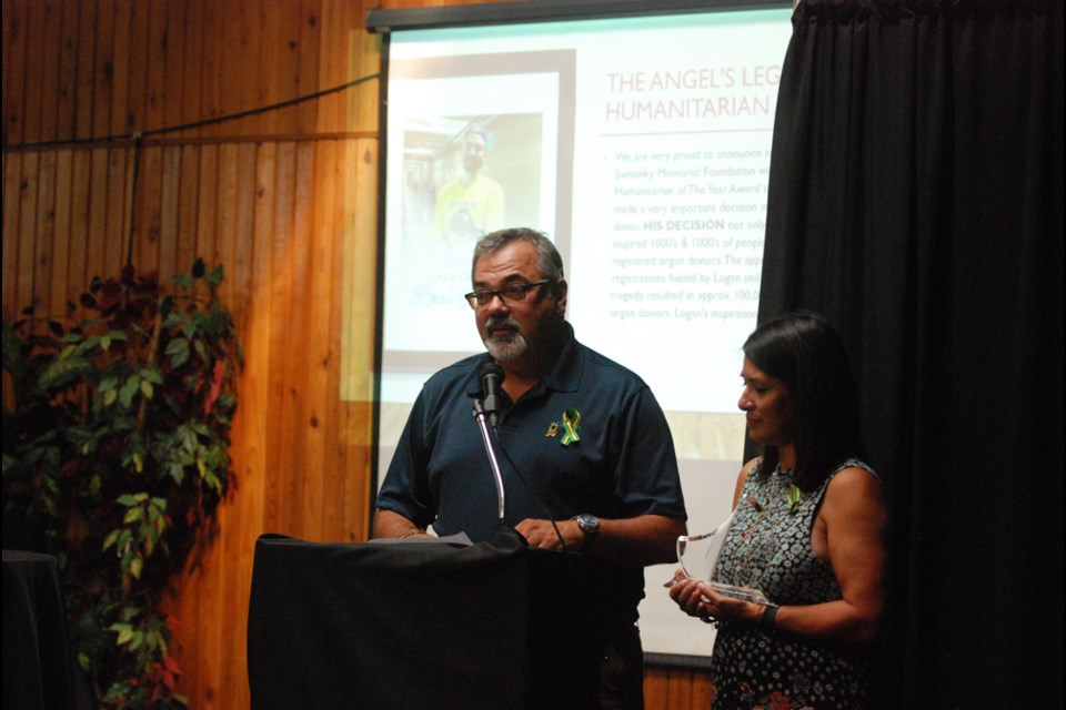 Toby and Bernie Boulet accepted the Dawne Switenky Memorial Foundation Angel’s Legacy Project Humanitarian Award on behalf of their son, Logan, who signed his organ donor card just a month before the Humboldt Broncos bus crash. He saved six lives while subsequently promoting organ donor registration through what is being known as the Logan Boulet Effect.