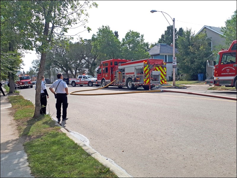 North Battleford Fire Department was on the scene of a fire on 101st Street. Photo by Lloyd Cadrain
