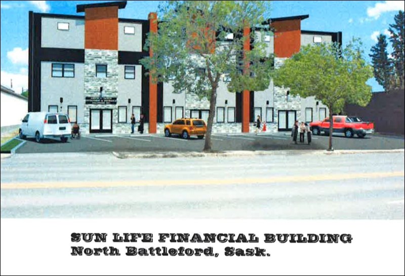 Shown here is an artist’s rendering of a proposed new strip mall development at 1542 - 100th St., which was circulated in the council package for Monday night’s council meeting. Council has approved the discretionary use application for the building, but must still make a final decision on the issue of a tax incentive.