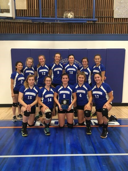 The Preeceville/Invermay senior girls volleyball team won the Sturgis/Norquay senior girls volleyball tournament on September 7 and 8. From left, were: (back row) AJ Juaneza, Mikayla Babichuk, Kelsey Daschuk, Angelina Sorgen, Katelyn Rioch, Morgan Mclean and Emily Prestie, and, (front) Morgan Mitchell, Sydney Fey, Natasha Fey, Kirsten Murray and Ellyshia Enge.
